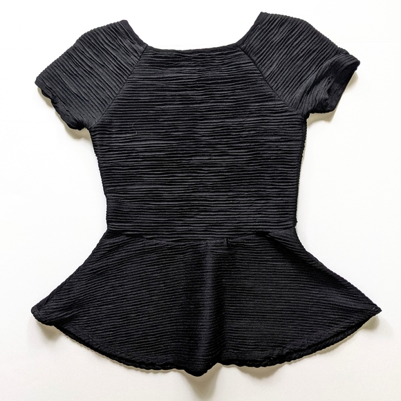 Zara W&B Collection Black Peplum Short Sleeve Top - Picture 2 of 3